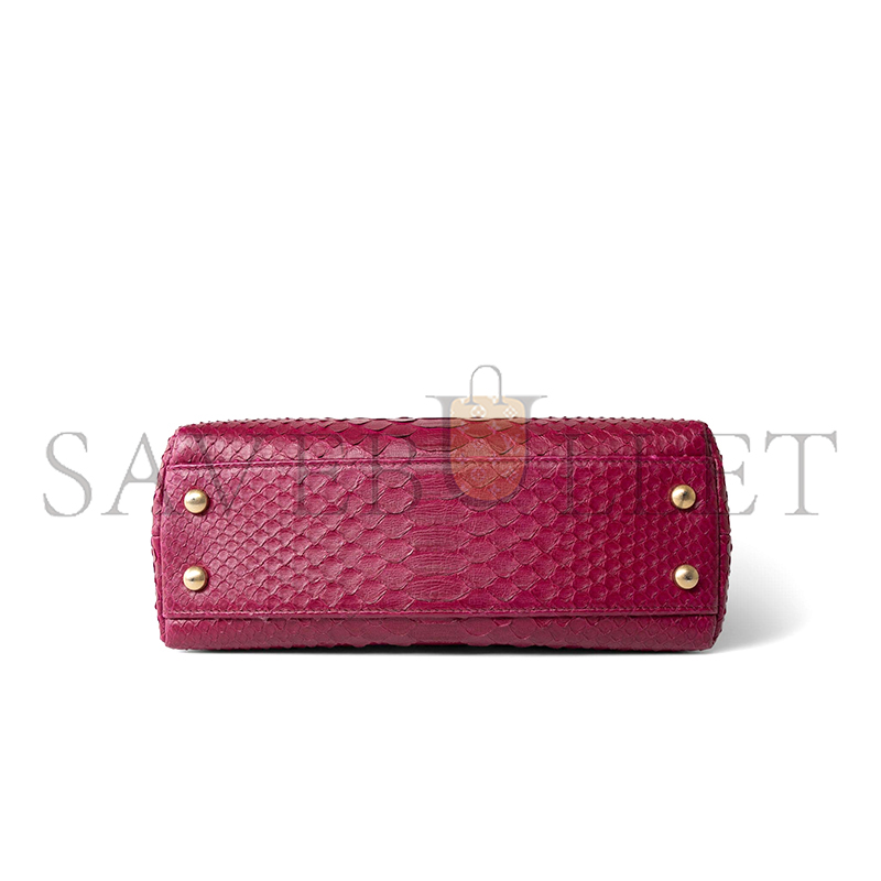 CHANEL MASTER COCO HANDLE BURGUNDY PYTHON AGED GOLD HARDWARE (23*13*9cm)